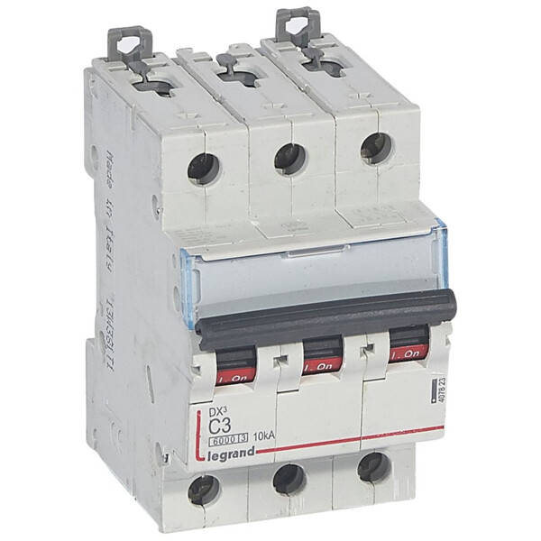 Disjoncteur dx³ 6000 -vis/vis- 3p- 400v~-3a-10ka-courbec-départ-peigne hx³ trad 4p - Legrand - 407823