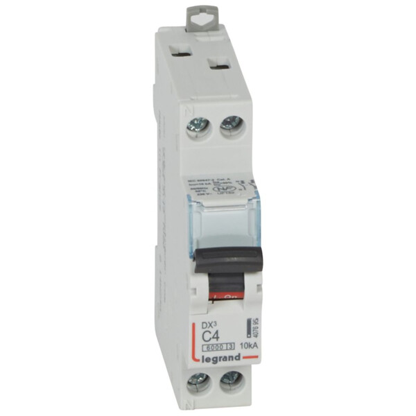 Disjoncteur dx³ 6000 -vis/vis- u+n - 230v~ -4 a -10 ka - courbe c - protect départ - Legrand - 407695