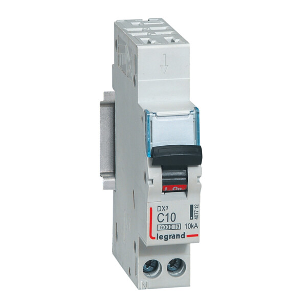 Disjoncteur dx³ 6000 -auto/vis- u+n - 230v~ -10 a -10 ka - courbe c - protect départ - Legrand - 407712