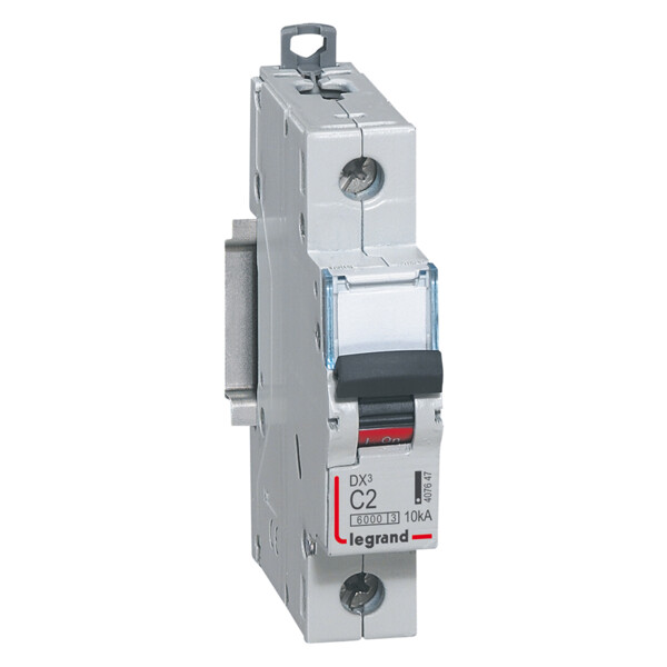 Disjoncteur dx³ 6000 -vis/vis- 1p-230/400v~ -2a-10ka - courbe c - protect départ - Legrand - 407647