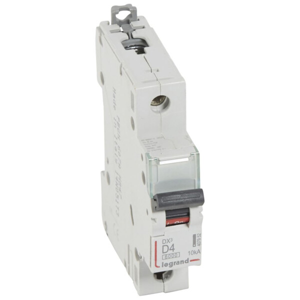 Disjoncteur dx³ 6000 -vis/vis- 1p-230/400v~ -4a-10ka - courbe d - protect départ mono - Legrand - 407952