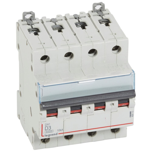 Disjoncteur dx³ 6000-vis/vis-4p-400v~-3a-10ka-courbe d-départ tri-peigne hx³ trad 4p - Legrand - 408113