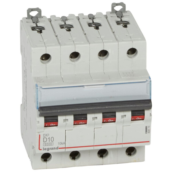 Disjoncteur dx³ 6000-vis/vis-4p-400v~-10a-10ka-courbe d-départ tri-peigne hx³ trad 4p - Legrand - 408116