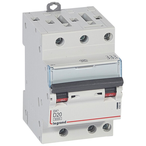 Disjoncteur dx³ 6000-vis/vis-3p-400v~-20a-10ka-courbe d-départ tri-peigne hx³ opti 4p - Legrand - 408069