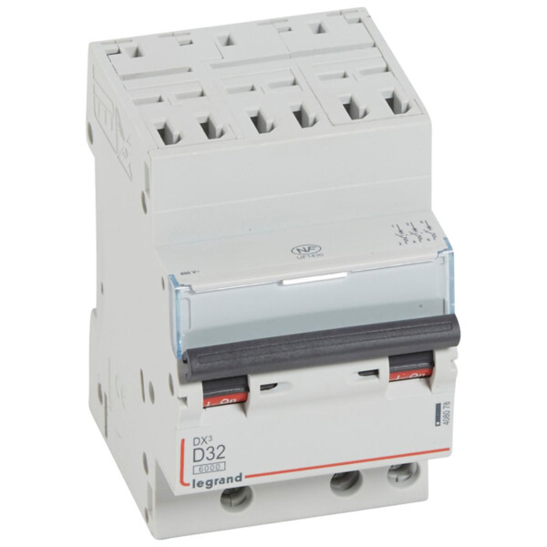 Disjoncteur dx³ 6000-auto/vis-3p-400v -32a-10ka-courbe d-départ tri-peigne hx³ opti 4p - Legrand - 408078