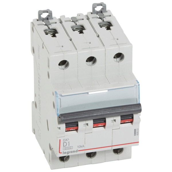 Disjoncteur dx³ 6000-vis/vis-3p-400v~-1a-10ka-courbe d-départ tri-peigne hx³ trad 3p - Legrand - 408053