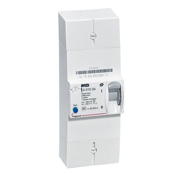 Disjoncteur de branchement EDF - BACO - diff 500 mA - sélectif - 2P - 60 A - Legrand - 401004
