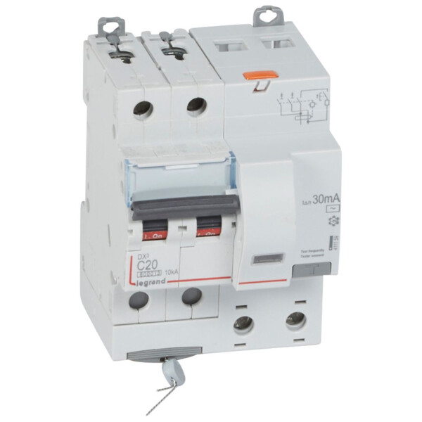 Disjoncteur différentiel monobloc dx³ 6000-vis-2p-230/400v~-20a-typeac-30ma-10ka-courbe c-départ - Legrand - 411159