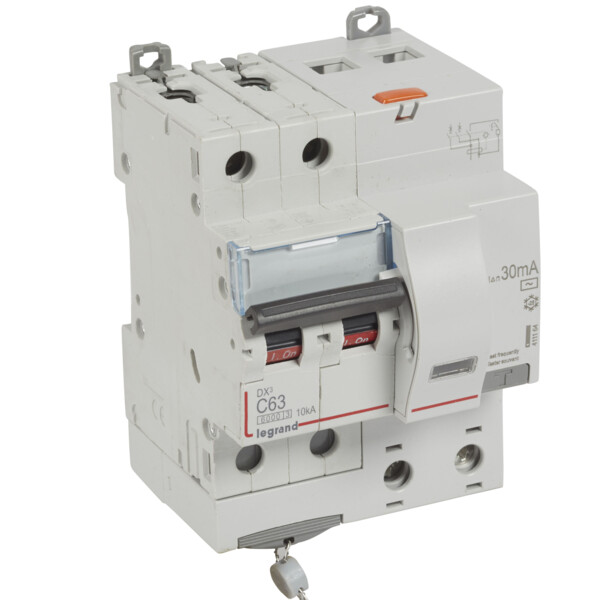 Disjoncteur différentiel monobloc dx³ 6000-vis-2p-230/400v~-63a-typeac-10ma-10ka-courbe c-départ - Legrand - 411164
