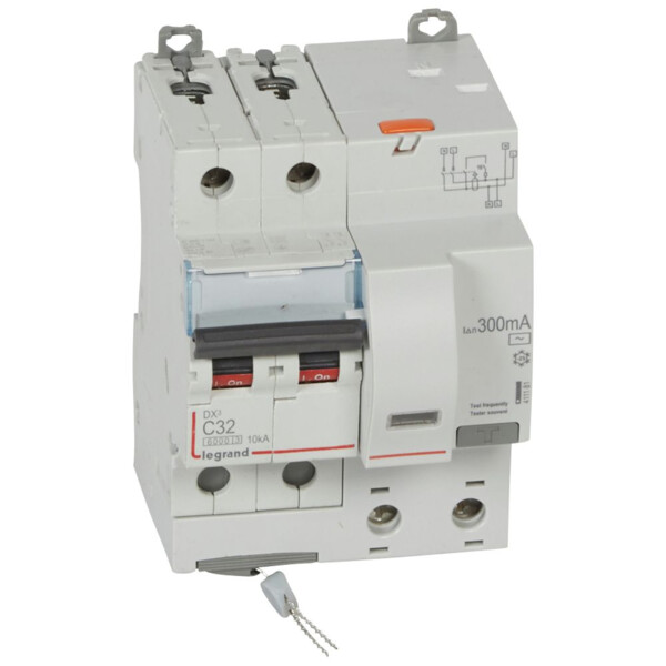 Disjoncteur différentiel monobloc dx³ 6000-vis/auto-2p 230/400v~-30a-typeac-300ma-10ka-courbec-tête - Legrand - 411181