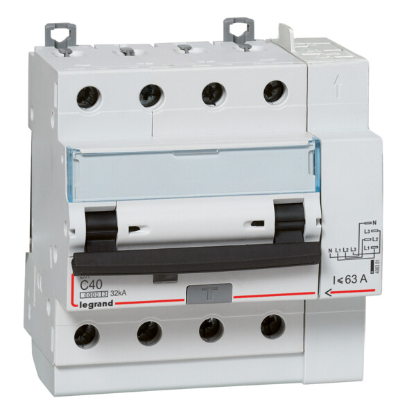 Disjoncteur différentiel monobloc dx³ 6000-vis/auto-4p-400v~-32a-typeac-300ma-10ka-courbe c-tête - Legrand - 411219