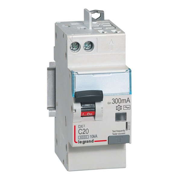 Disjoncteur différentiel dx³ 6000 -vis/auto-u+n 230v~-20a-typeac-300ma-10ka courbe c - 2m - Legrand - 410834