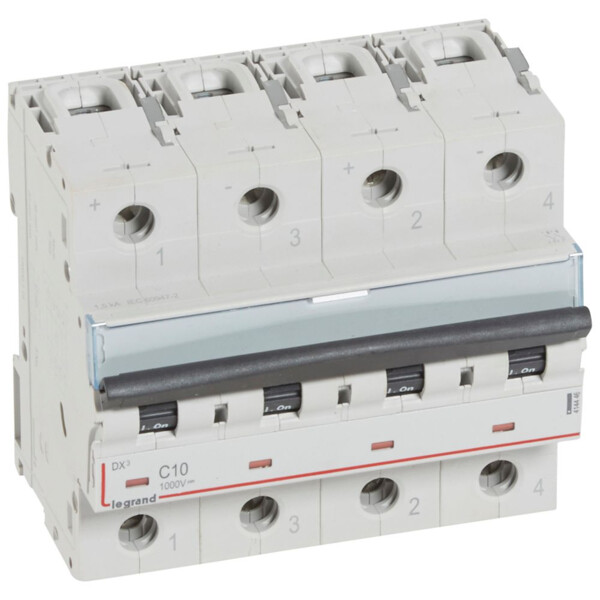 Disjoncteur DX - 4,5 kA - 1000 V= - 10 A - 6 modules - Legrand - 414446