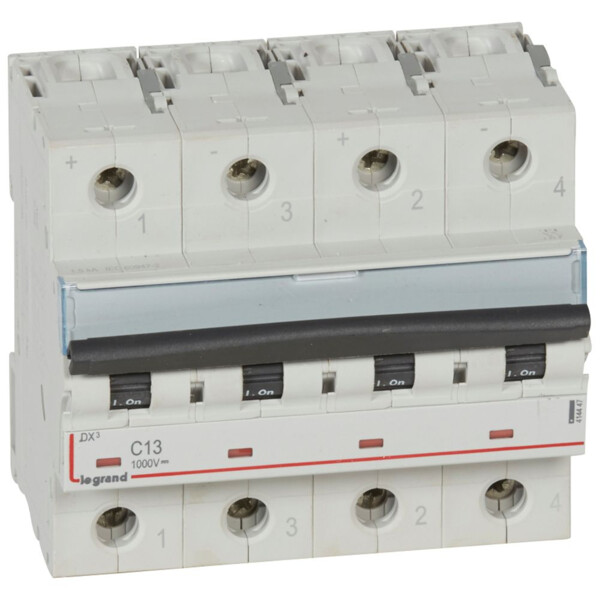 Disjoncteur DX - 4,5 kA - 1000 V= - 13 A - 6 modules - Legrand - 414447