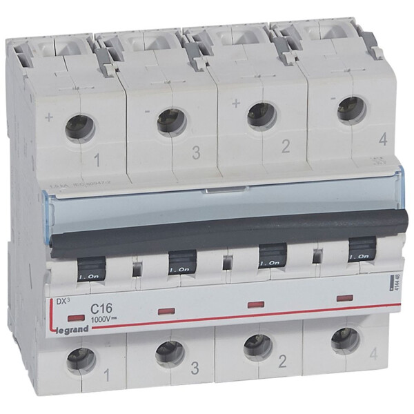 Disjoncteur DX - 4,5 kA - 1000 V= - 16 A - 6 modules - Legrand - 414448