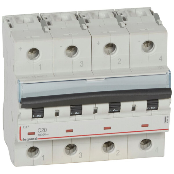 Disjoncteur DX - 4,5 kA - 1000 V= - 20 A - 6 modules - Legrand - 414449