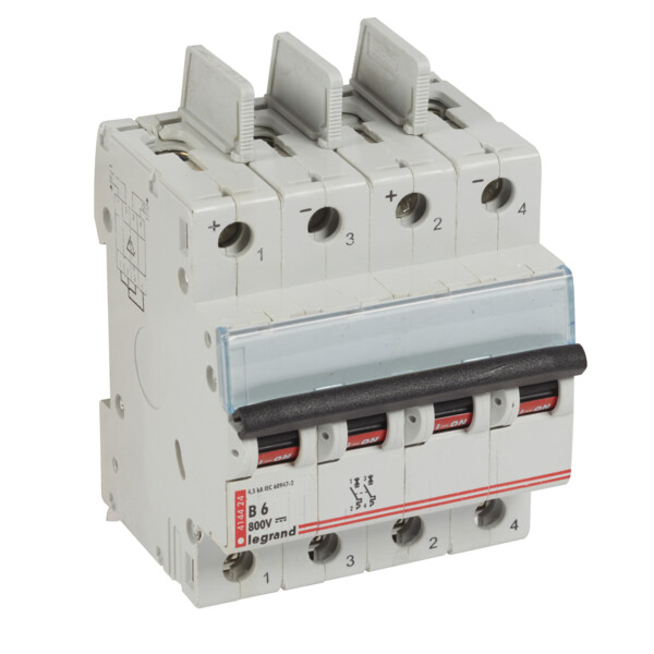 Disjoncteur dx - 4,5 ka - 800 v= - 6 a - 4 modules - Legrand - 414424
