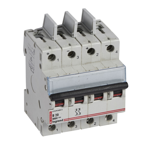 Disjoncteur dx - 4,5 ka - 800 v= - 20 a - 4 modules - Legrand - 414429