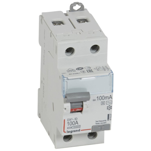 Interrupteur différentiel dx³-id - vis/vis - 2p- 230v~-100a - typeac - 100ma sélect-départ bas - Legrand - 411537