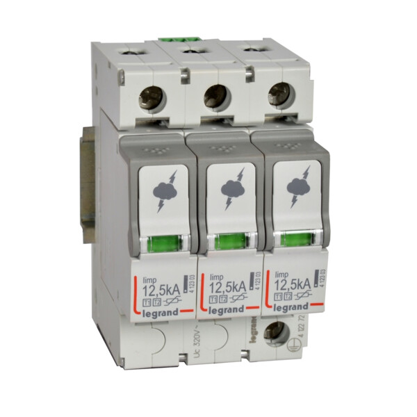 Parafoudre - protection tableau principal - t1+t2 - iimp 12,5 ka/pôle - 3p - Legrand - 412272