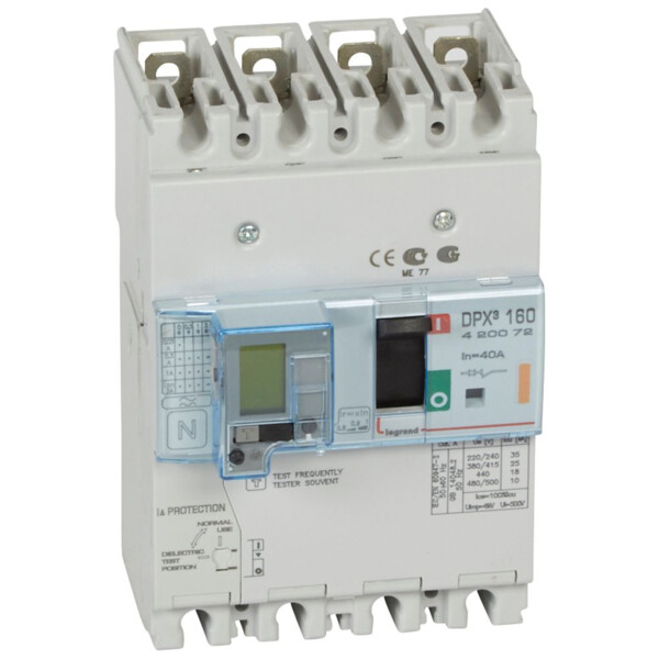 Disjoncteur de puissance dpx³ 160 - magnéto-thermique différentiel - 25 kA - 4P - 40 A - Legrand - 420072
