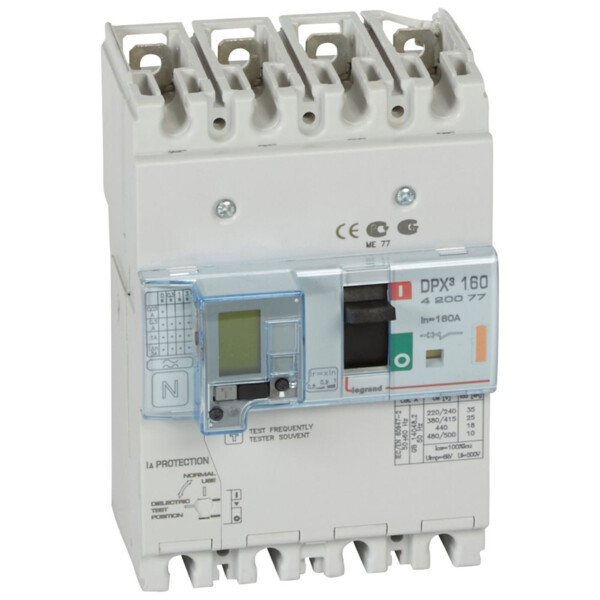 Disjoncteur de puissance dpx³ 160 - magnéto-thermique différentiel - 25 kA - 4P - 160 A - Legrand - 420077