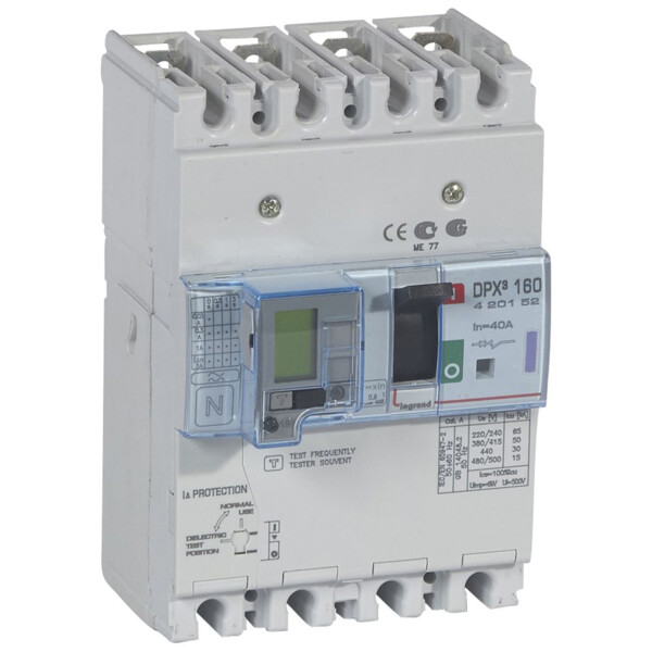 Disjoncteur de puissance dpx³ 160 - magnéto-thermique différentiel - 50 kA - 4P - 40 A - Legrand - 420152
