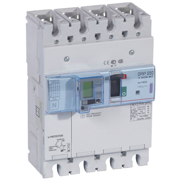Disjoncteur de puissance dpx³ 250 - électronique différentiel - 50 kA - 4P - 160 A - Legrand - 420387