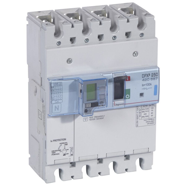Disjoncteur de puissance dpx³ 250 - électro diff à unité de mesure - 70 ka - 4p - 100 a - Legrand - 420687