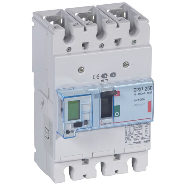 Disjoncteur de puissance dpx³ 250 - électronique à unité de mesure - 36 ka - 3p - 100 a - Legrand - 420435