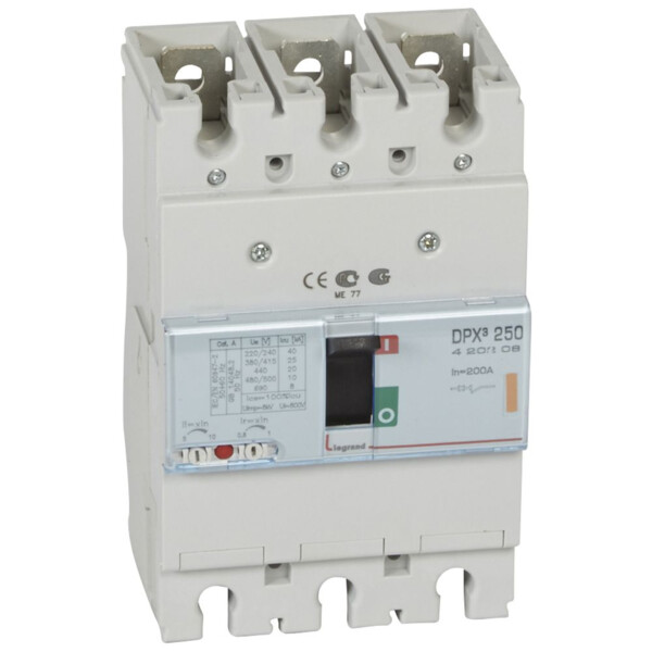 Disjoncteur de puissance dpx³ 250 - magnéto-thermique - 25 kA - 3P - 200 A - Legrand - 420208