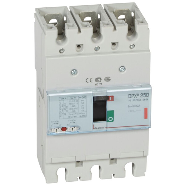 Disjoncteur de puissance dpx³ 250 - magnéto-thermique - 36 kA - 3P - 200 A - Legrand - 420238