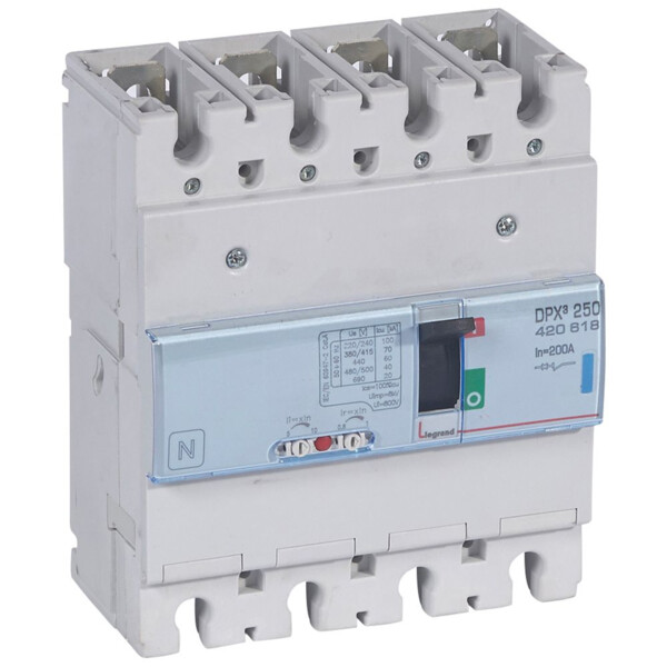 Disjoncteur de puissance dpx³ 250 - magnéto-thermique - 70 kA - 4P - 200 A - Legrand - 420618