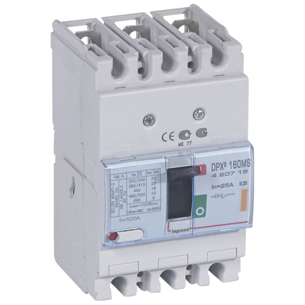 Disjoncteur de puissance dpx³ 160 - magnétique seul - 25 ka - 3p - 25 a - Legrand - 420715