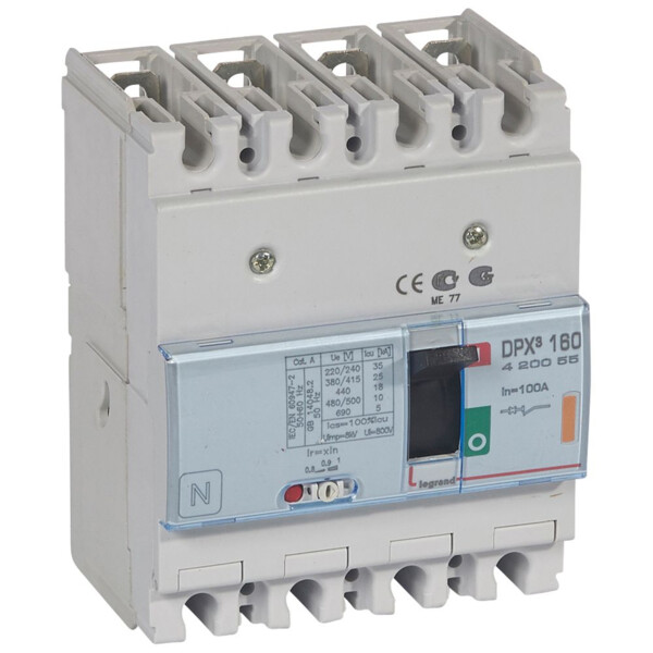 Disjoncteur de puissance dpx³ 160 - magnéto-thermique - 25 ka - 4p - 100 a - Legrand - 420055