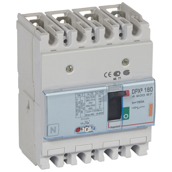 Disjoncteur de puissance dpx³ 160 - magnéto-thermique - 25 ka - 4p - 160 a - Legrand - 420057