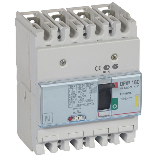 Disjoncteur de puissance dpx³ 160 - magnéto-thermique - 16 ka - 4p - 160 a - Legrand - 420017