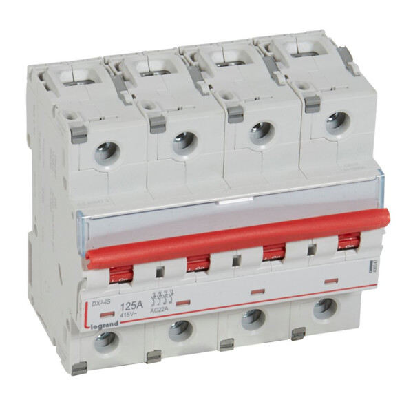 Interrupteur sectionneur de tête DX-IS -vis/vis- à déclenchement- 4P -400 V~- 125A -6 M - Legrand - 406547