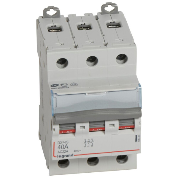 Interrupteur sectionneur de tête DX-IS - vis/vis - 3P - 400 V~ - 40 A - 3 M - Legrand - 406460