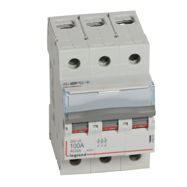 Interrupteur sectionneur de tête DX-IS - vis/vis - 3P - 400 V~ - 100 A - 3 M - Legrand - 406469