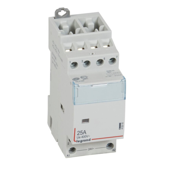 Contacteur de puissance bobine 24 v~ sans cde manuelle -4p-400v~- 25a/4f - Legrand - 412510