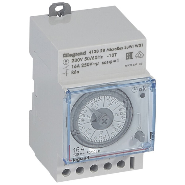 Interrupteur horaire programmable analogique - auto - hebdomadaire - 3 mod - Legrand - 412828