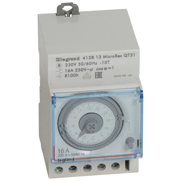 Interrupteur horaire programmable analogique - cadran horiz - journalier - avec réserve marche - Legrand - 412813