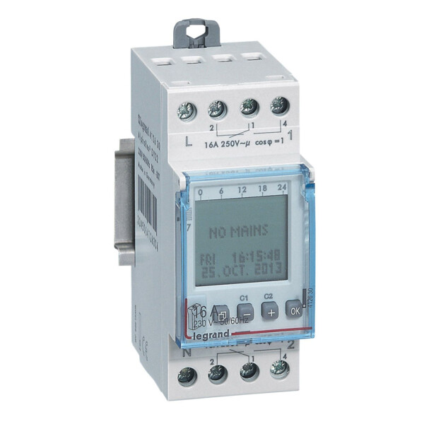 Interrupteur horaire programme annuel digital - multifonction - 2 sorties 16a - 250v~ - Legrand - 412630