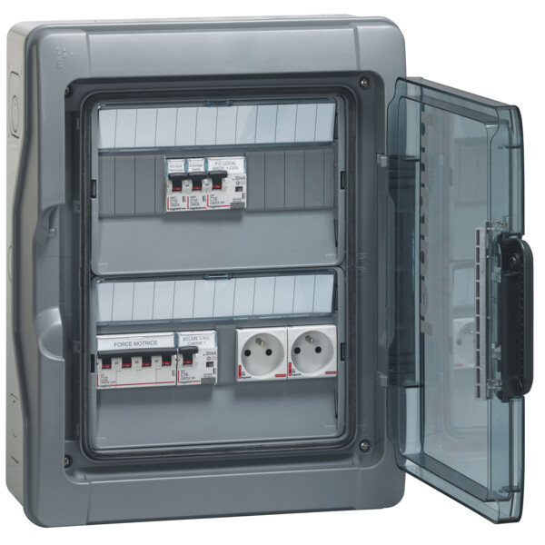 Coffrets dtu - 376x312x143 mmm - ip 65 - 1x32 a - arrivée sur bornier - Legrand - 401995