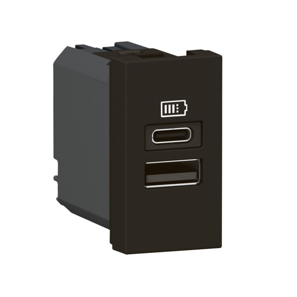 Chargeur usb type-a+type-c mosaic - 2 modules noir pour support lcm - Legrand - 077672L