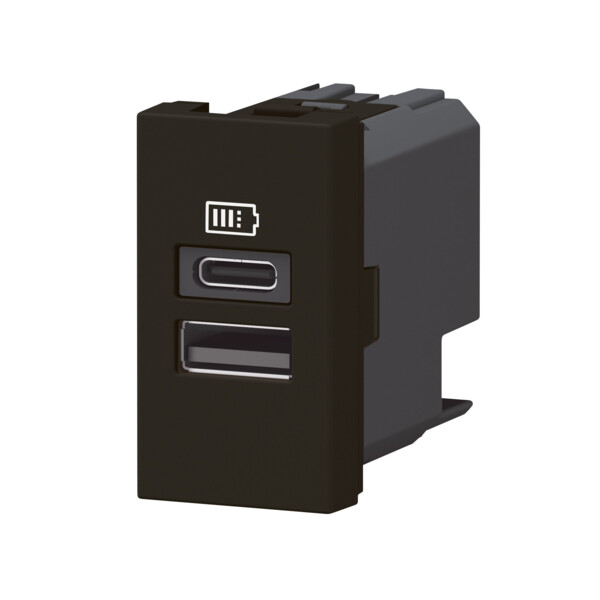 Chargeur usb type-a+type-c mosaic - 2 modules noir pour support lcm - Legrand - 077672L