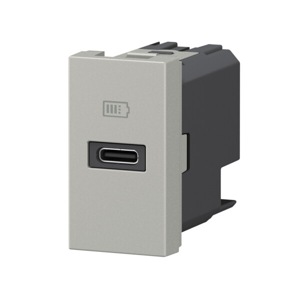 Chargeur usb type-c power delivery mosaic - 1 module alu pour support lcm - Legrand - 077691L