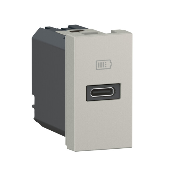 Chargeur usb type-c power delivery mosaic - 1 module alu pour support lcm - Legrand - 077691L
