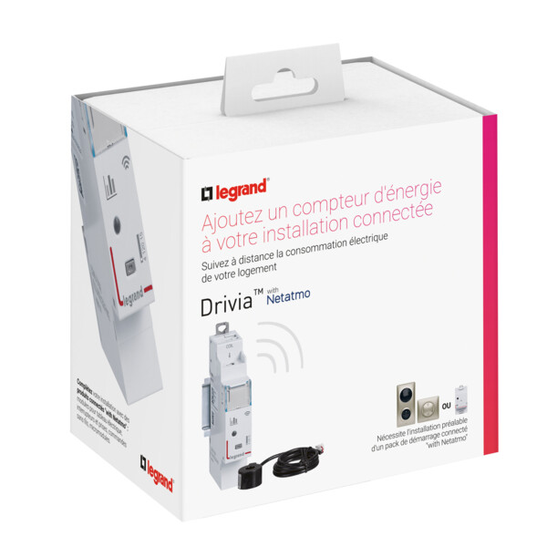 Compteur d'énergie connecté Drivia With Netatmo, monophasé, 1 tore, 80A, bornes à vis - Legrand - 412015